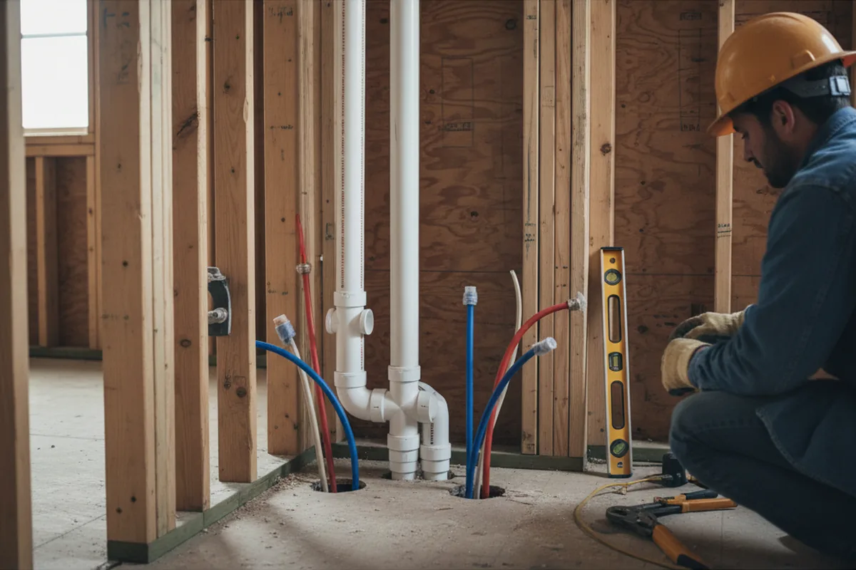 Drain and supply rough-in during Sump Pump Repair in Union Hall
