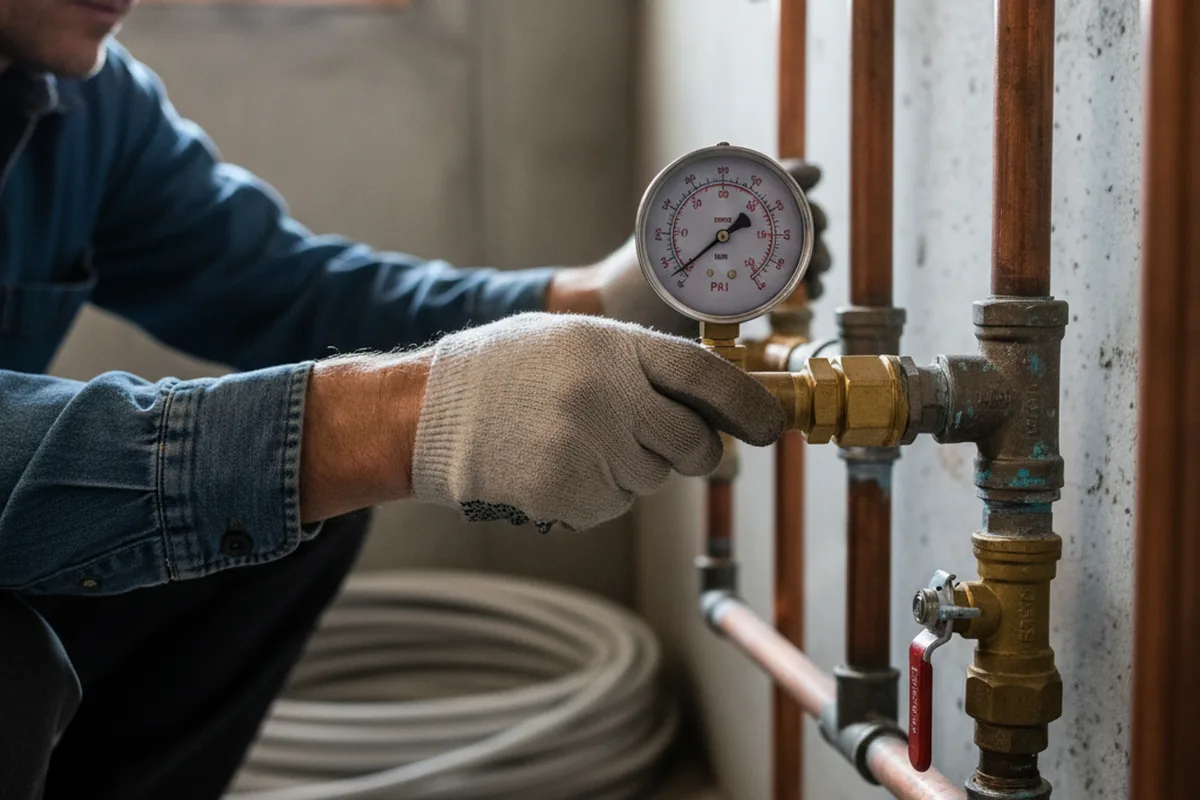 Pressure testing a repaired line during Water Line Repair in Union Hall